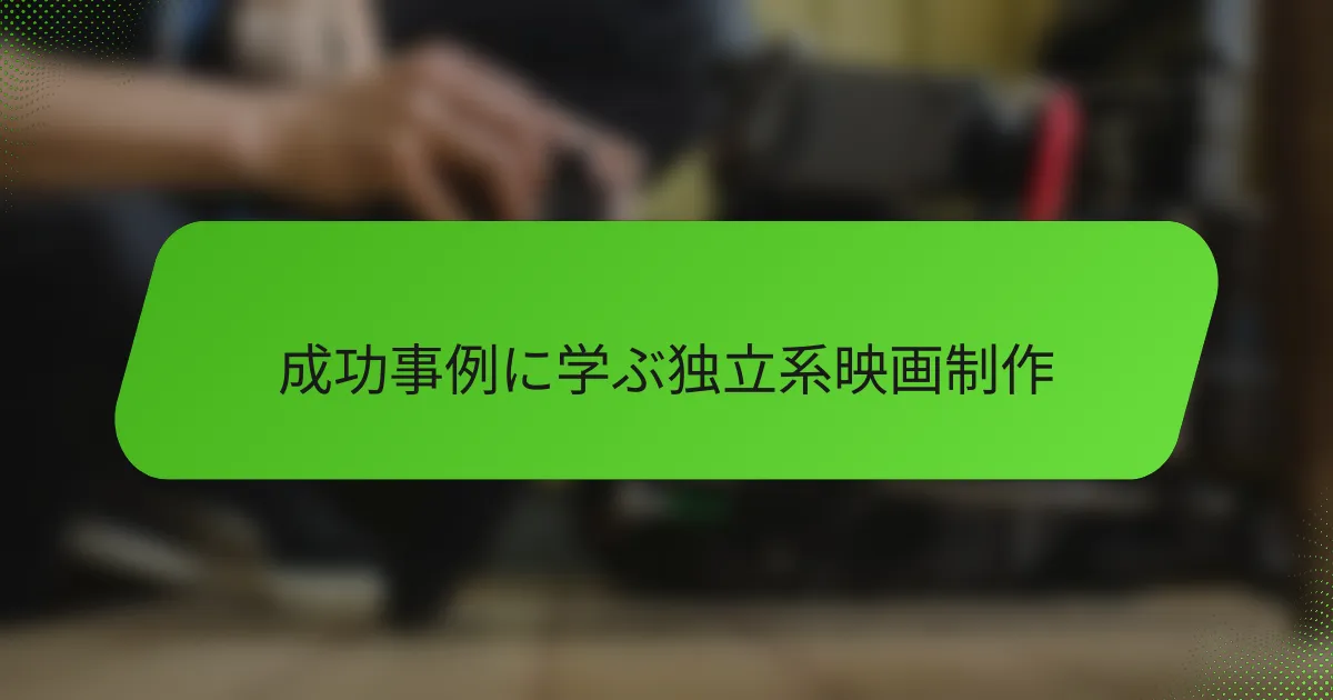 成功事例に学ぶ独立系映画制作