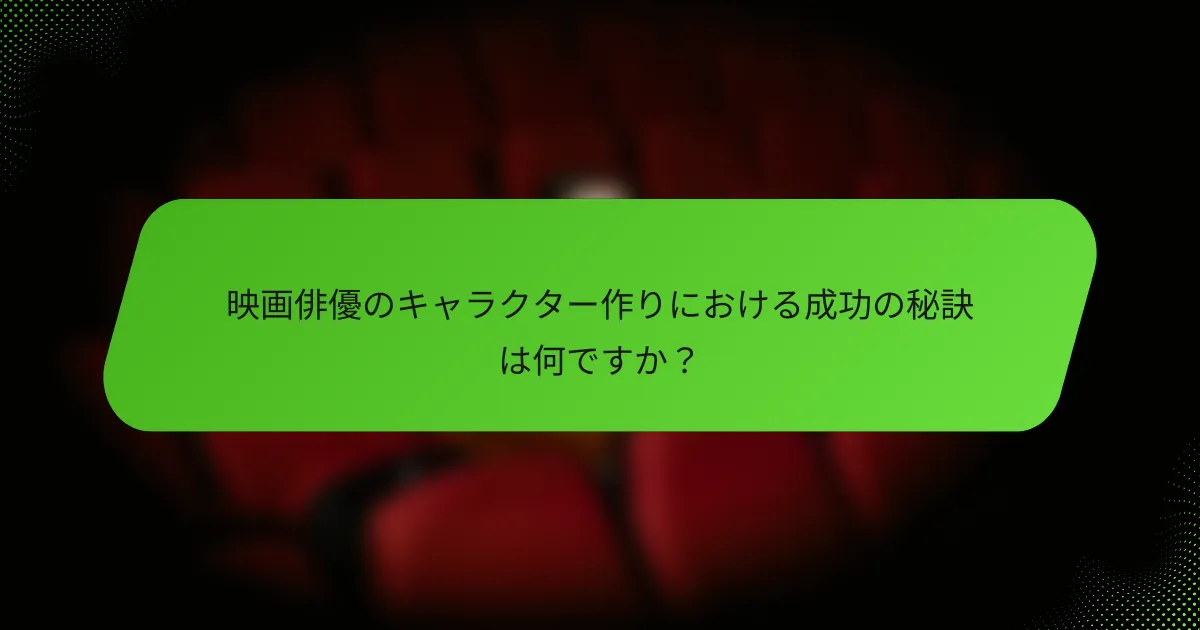 映画俳優のキャラクター作りにおける成功の秘訣は何ですか？